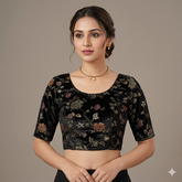 Midnight Bloom – Velvet Stretch Blouse