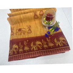 FolkTeals Maroon Border Saree