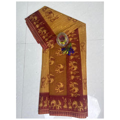 FolkTeals Maroon Border Saree