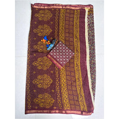 Golden vine Maroon Cotton Saree
