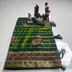 Green Aura Traditional Cotton Saree.
