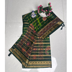 Green Aura Traditional Cotton Saree.