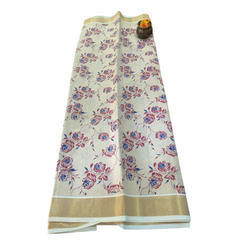 Nila Pushpa Kasavu saree