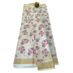 Nila Pushpa Kasavu saree