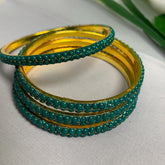Emerald Aura Sparkle Bangles Set