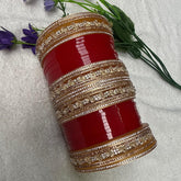 Bridal Designer Crystal & Lac Bangle Set