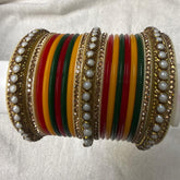 Tricolor Pearl Royale Bangle Set