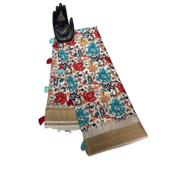 Floral Printed Lenin Saree