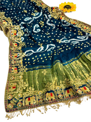 Pushpa Neeela Bandhini Saree