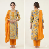 Vibrant Floral Cotton Kurta Set with Dupatta