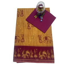 Gulabi Gaja Border Cotton saree.