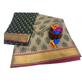 Druvika Gray Motifs Pure Cotton Saree