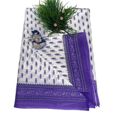 White & Blue Serenity Cotton Saree.