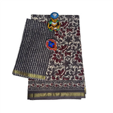 Vintage Charcoal Pure Cotton Saree