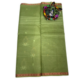 Beautiful Mehendi Mist Cotton Saree.