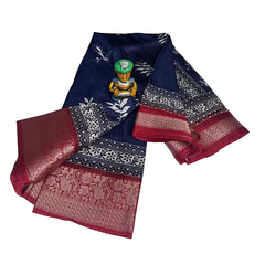 Indigo Blue Grace Floral Saree