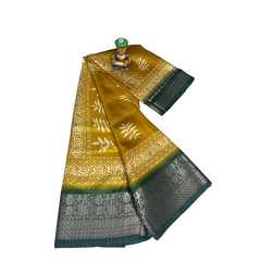 Golden Azure Leaf Fancy Saree.