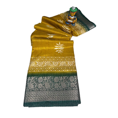 Golden Azure Leaf Fancy Saree.