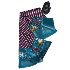 Ikat Synthetic Blend Fabric Saree