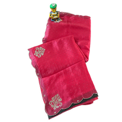 Gulnar Sitara Silver Dotted Butti work Saree.