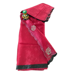 Gulnar Sitara Silver Dotted Butti work Saree.