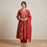 Womens Printed Angrakha Kurti and Pant & Duppta