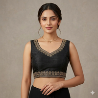 Silk Silver V Neck Padded Blouse