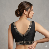 Silk Silver V Neck Padded Blouse