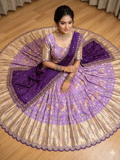 Neelkamal Lavender Paithani Lehenga Set