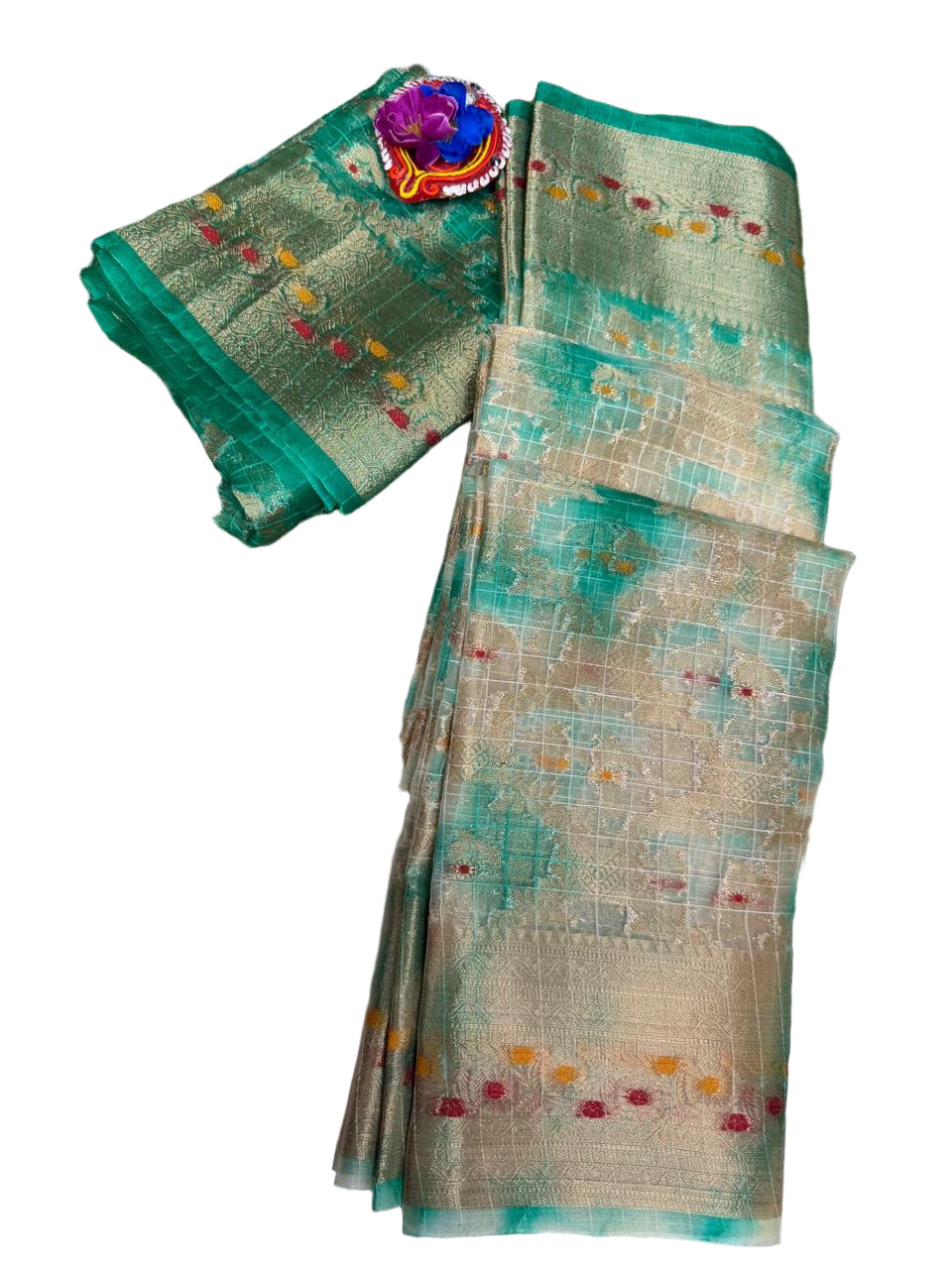 FANCY TISSUE GOLDEN ZARI SAREE