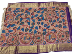 KANCHI PATTU PEN KALAMKARI SAREE WITH KANCHI BORDER