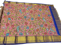 KANCHI PATTU PEN KALAMKARI SAREE WITH KANCHI BORDER