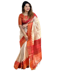 TUSSAR SILK GANGA JAMUNA BORDER SAREE