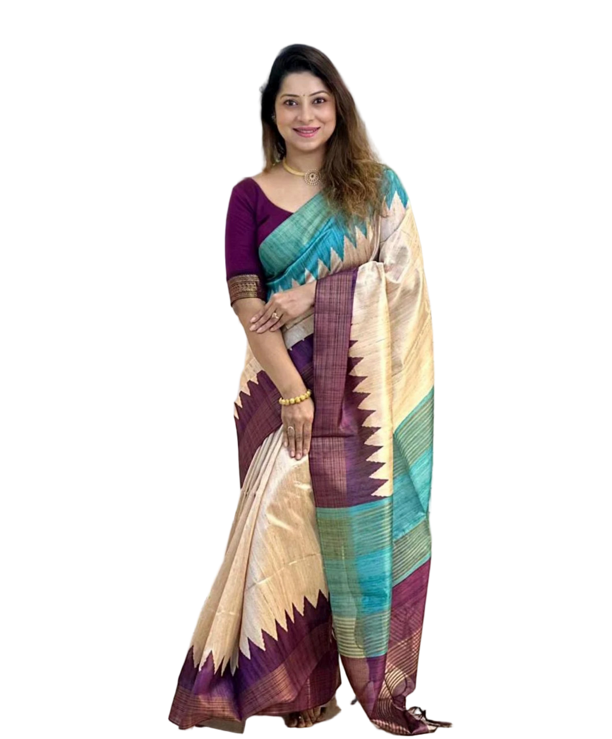 TUSSAR SILK GANGA JAMUNA BORDER SAREE