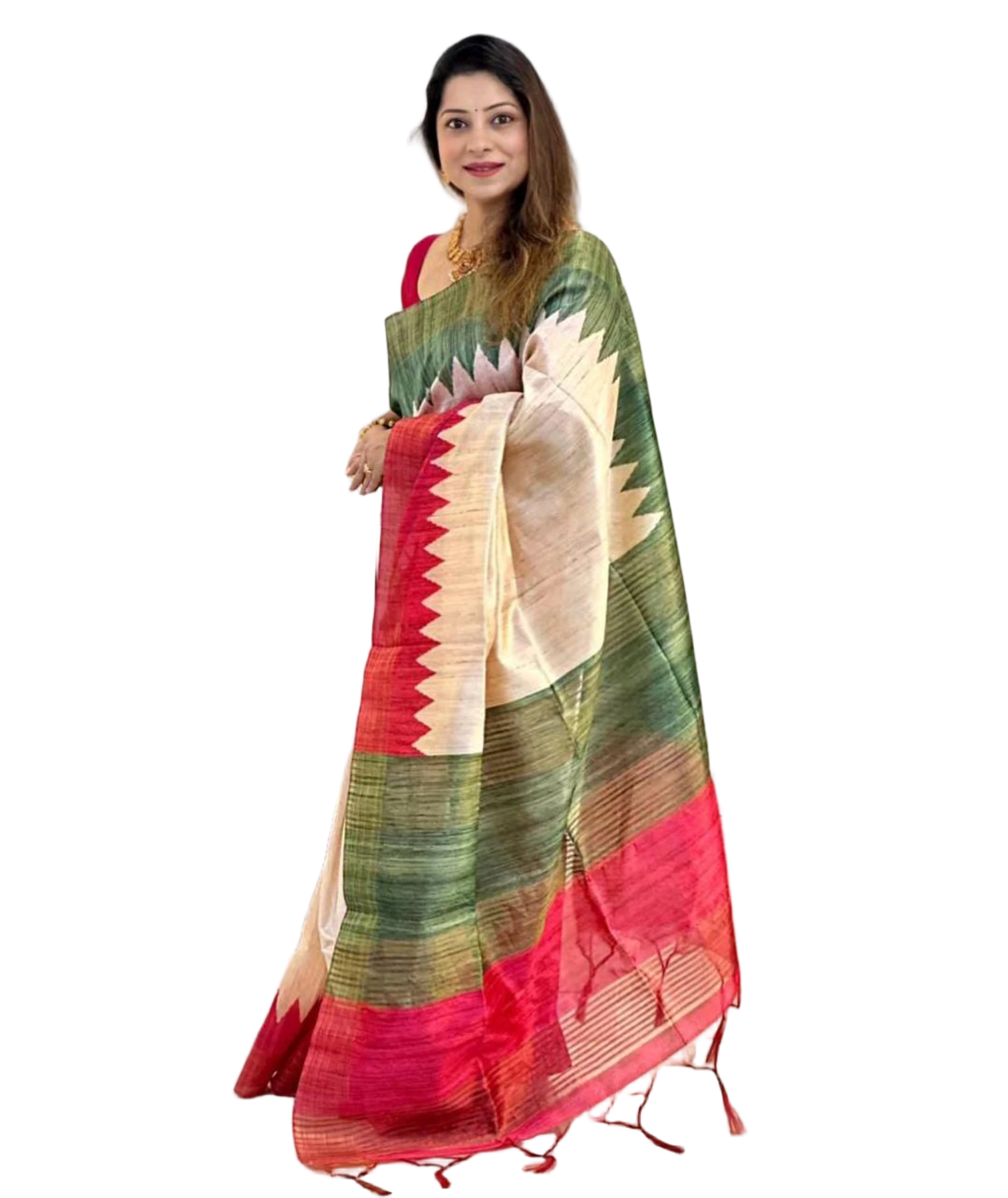 TUSSAR SILK GANGA JAMUNA BORDER SAREE