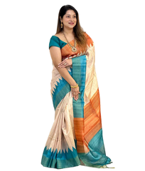 TUSSAR SILK GANGA JAMUNA BORDER SAREE
