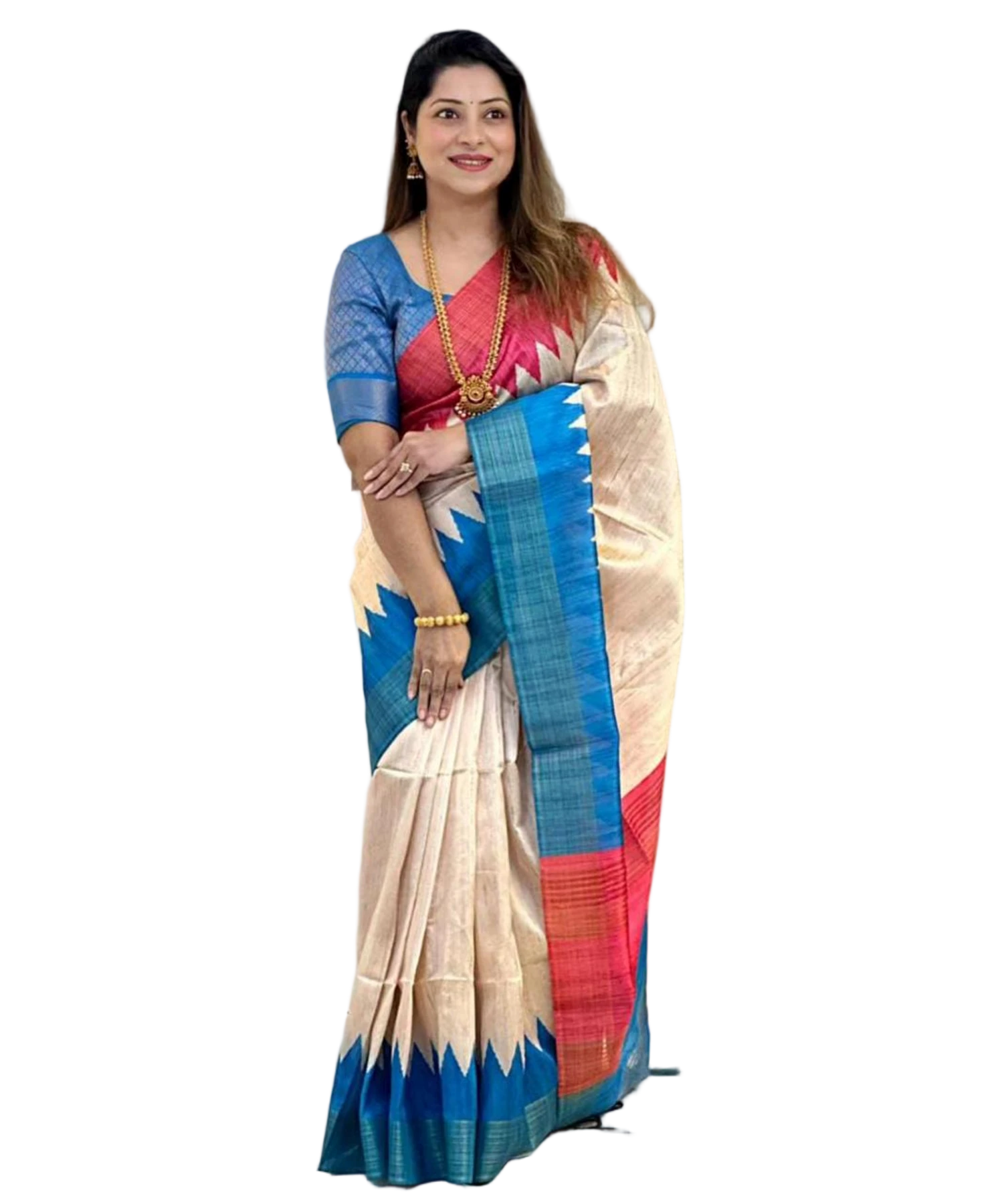 TUSSAR SILK GANGA JAMUNA BORDER SAREE