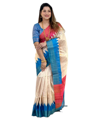 TUSSAR SILK GANGA JAMUNA BORDER SAREE