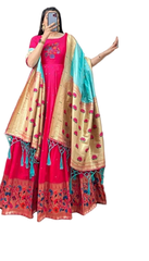 JACQUARD SILK GOWN WITH DUPATTA