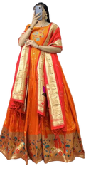 JACQUARD SILK GOWN WITH DUPATTA