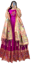 JACQUARD SILK GOWN WITH DUPATTA