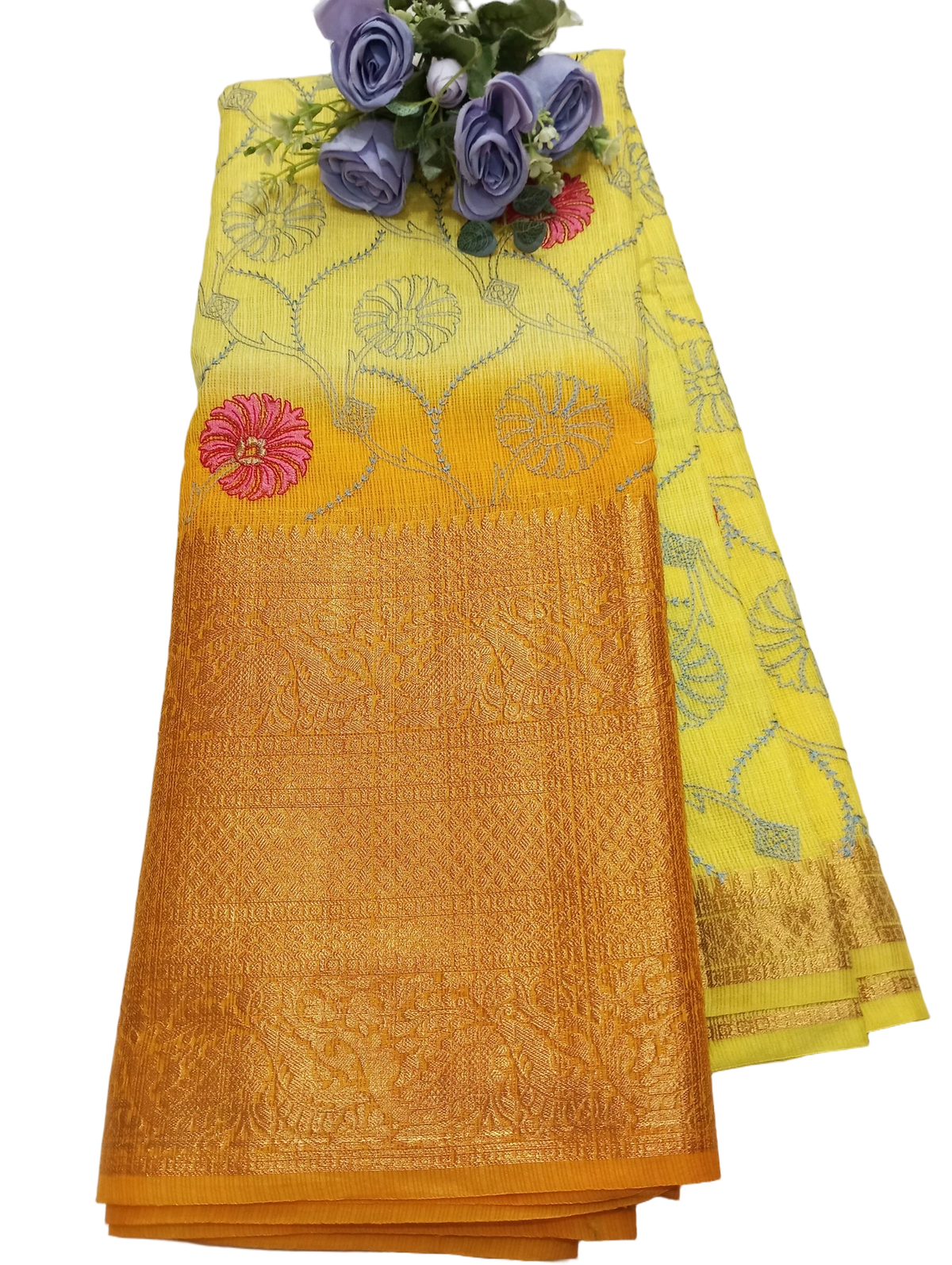 KANCHI BORDER KOTA EMBROIDERY WORK SAREES