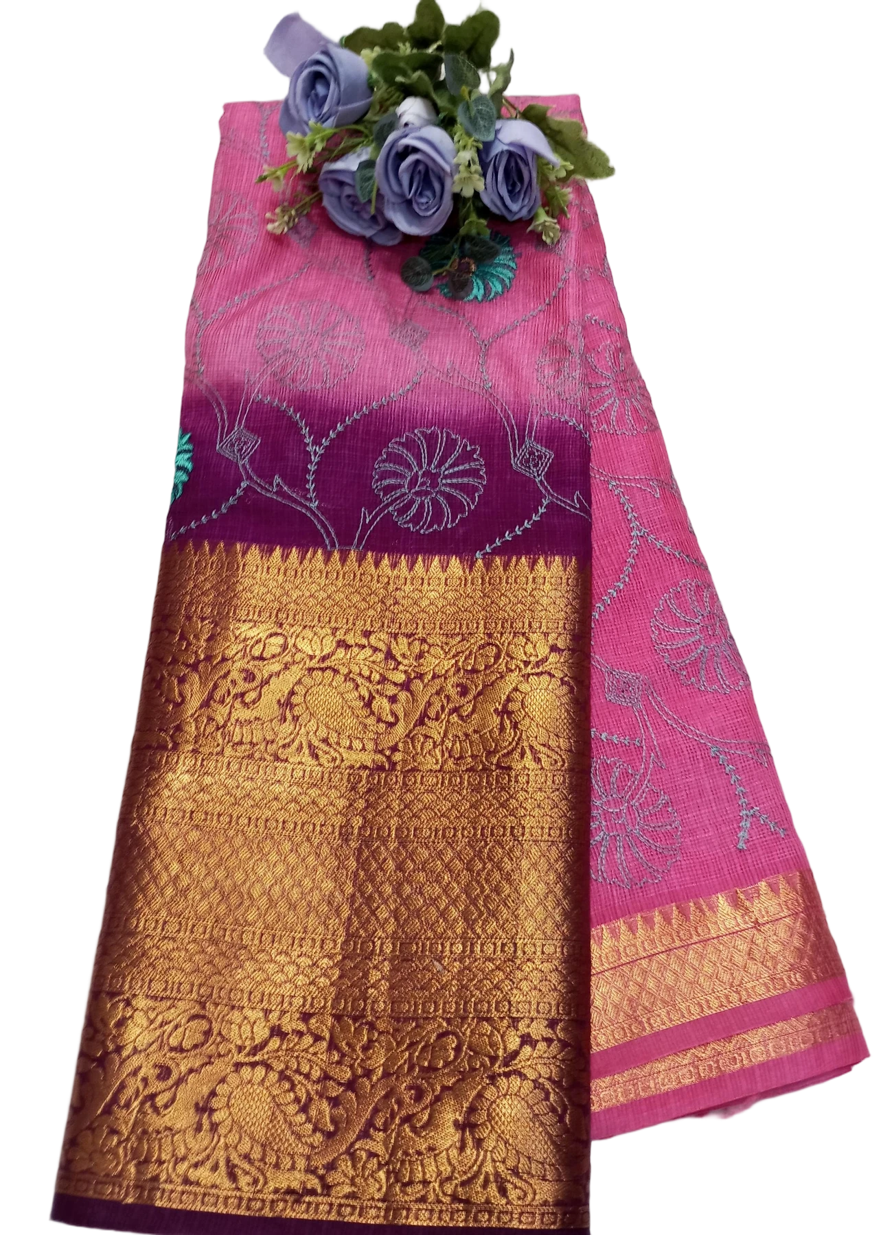 KANCHI BORDER KOTA EMBROIDERY WORK SAREES