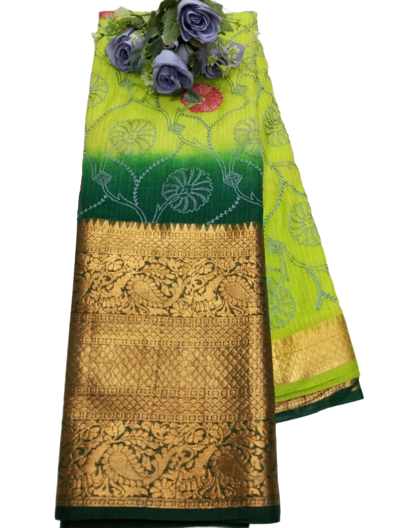 KANCHI BORDER KOTA EMBROIDERY WORK SAREES