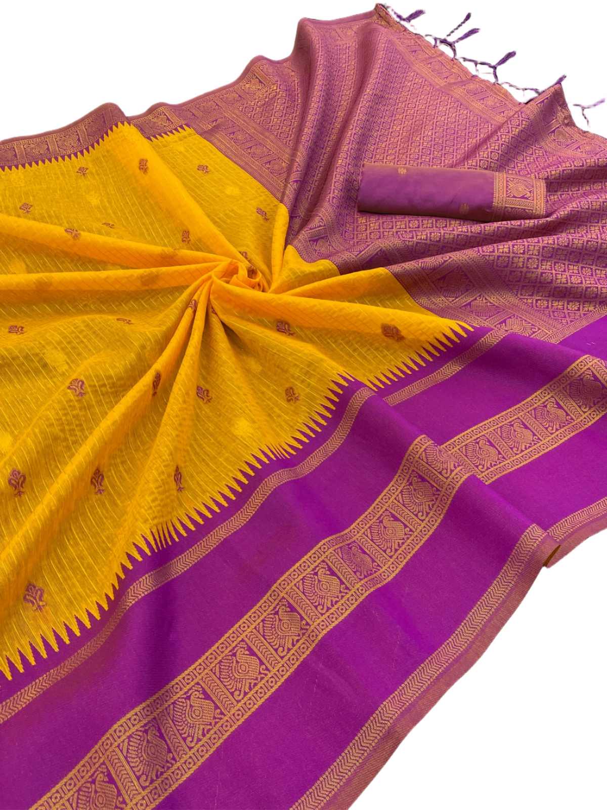 KALYANI COTTON  WITH  GOLD ZARI SILK SAREE