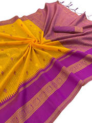 KALYANI COTTON  WITH  GOLD ZARI SILK SAREE