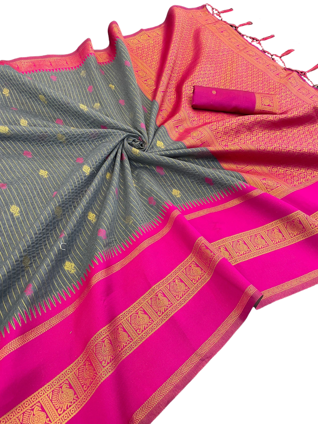 KALYANI COTTON  WITH  GOLD ZARI SILK SAREE