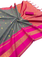KALYANI COTTON  WITH  GOLD ZARI SILK SAREE