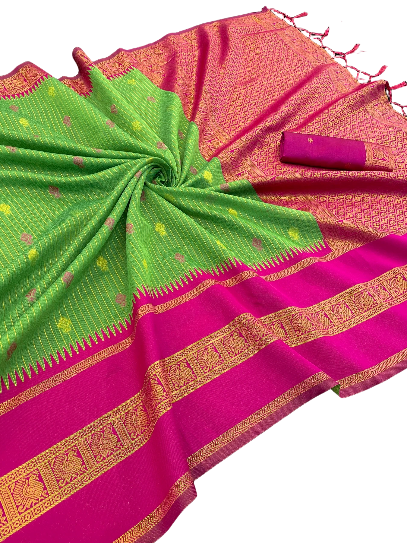 KALYANI COTTON  WITH  GOLD ZARI SILK SAREE