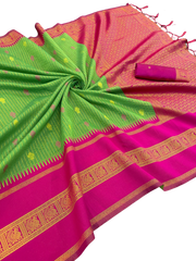KALYANI COTTON  WITH  GOLD ZARI SILK SAREE